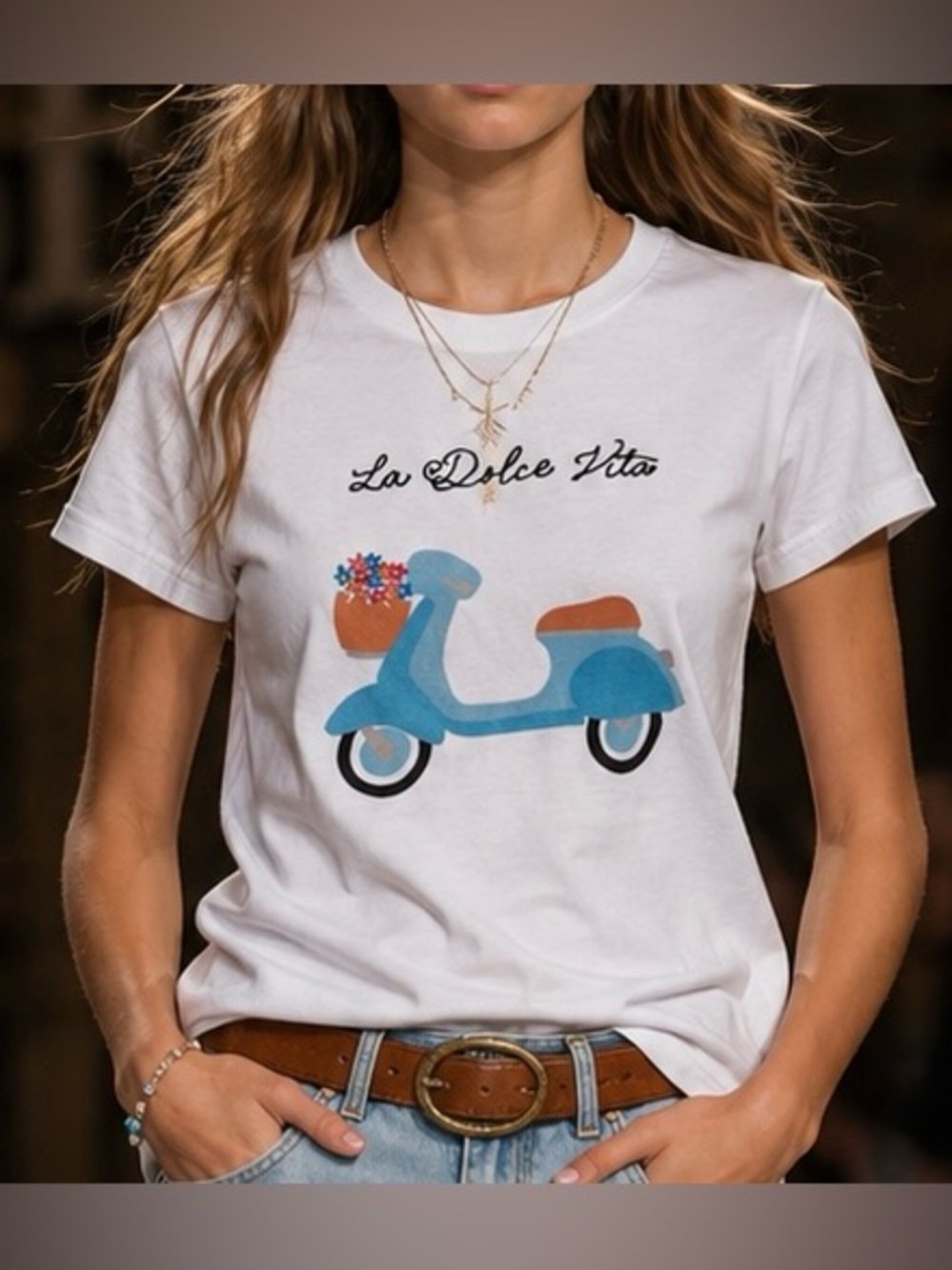 A Loves A Girl La Dolce Vita Scooter Graphic Tee White XL
